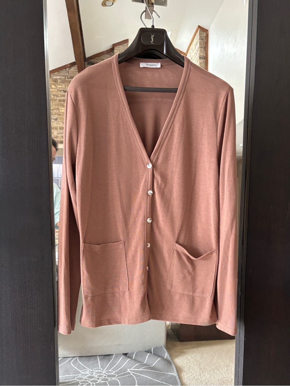 Lightweight Women’s V-Neck Cardigan Sweater - Mauve Brown
